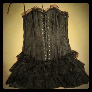 Corset dress with lace mini skirt